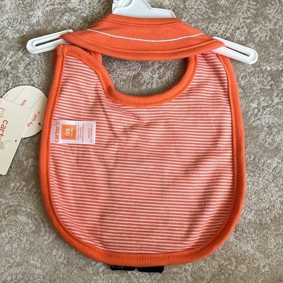 Brand New Set of 2 Carter’s Cloth Baby Bibs Orange Halloween Tiger Jungle Animal - Picture 11 of 14